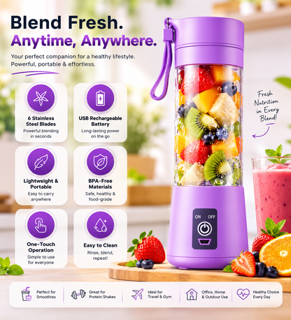 EVERABODE™ Portable USB Rechargeable Blender | Personal Smoothie & Juice Maker