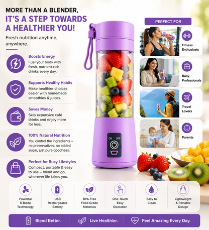 EVERABODE™ Portable USB Rechargeable Blender | Personal Smoothie & Juice Maker