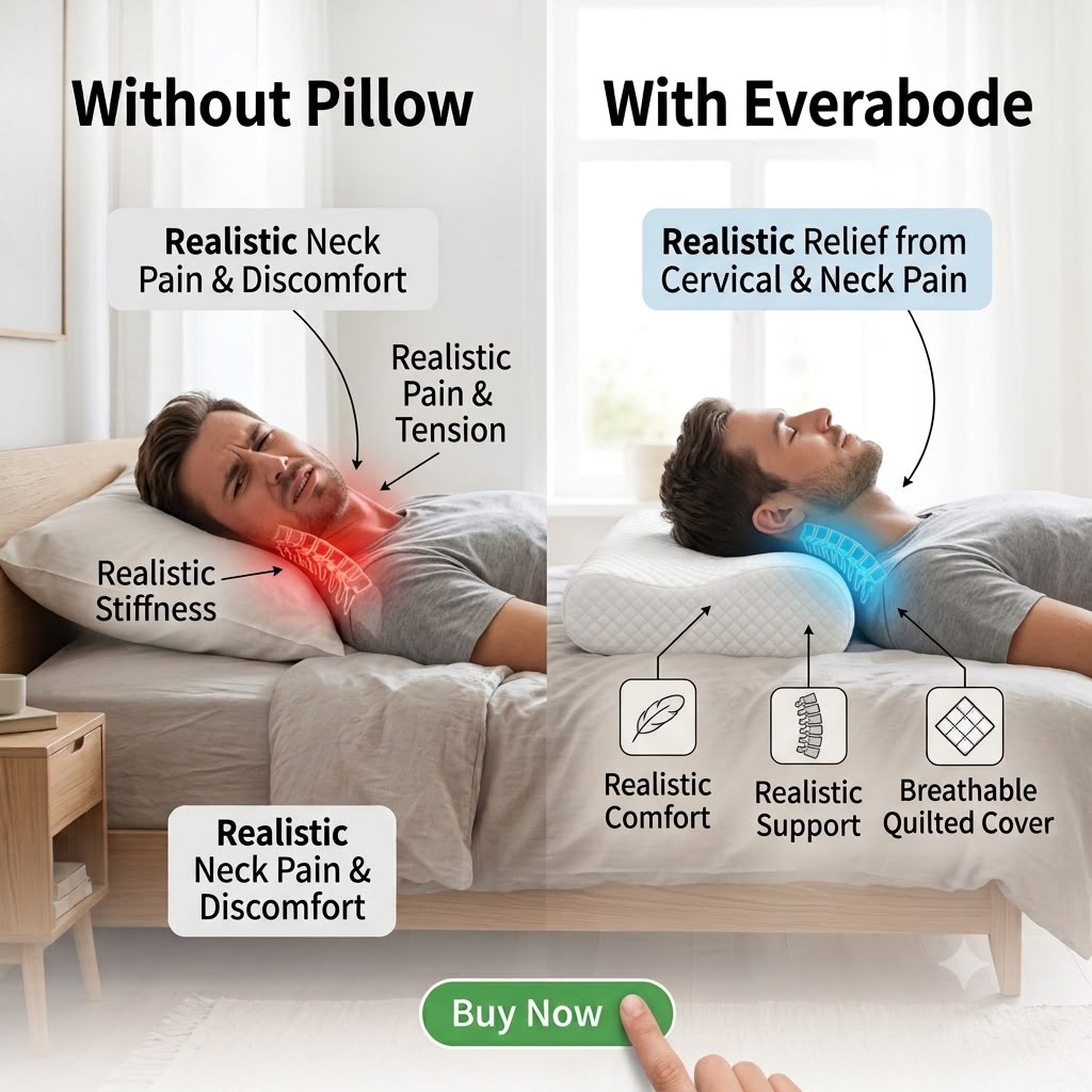 EVERABODE Orthopedic Memory Foam Neck Comfort| Ergonomic Neck Support for Better Sleep