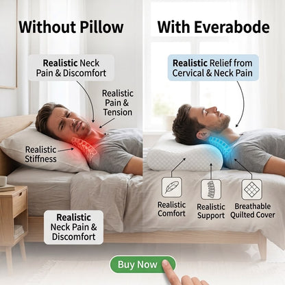 EVERABODE Orthopedic Memory Foam Neck Comfort| Ergonomic Neck Support for Better Sleep